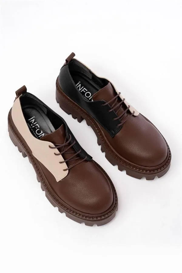Kadın Casual Loafer Garni Günlük Tabanlı Bağcıklı Ayakkabı Ayakkabı Yüksek