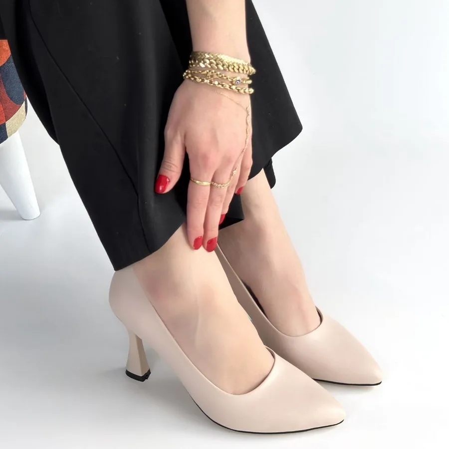 Ulba Bej Cilt Stiletto Ayakkabı