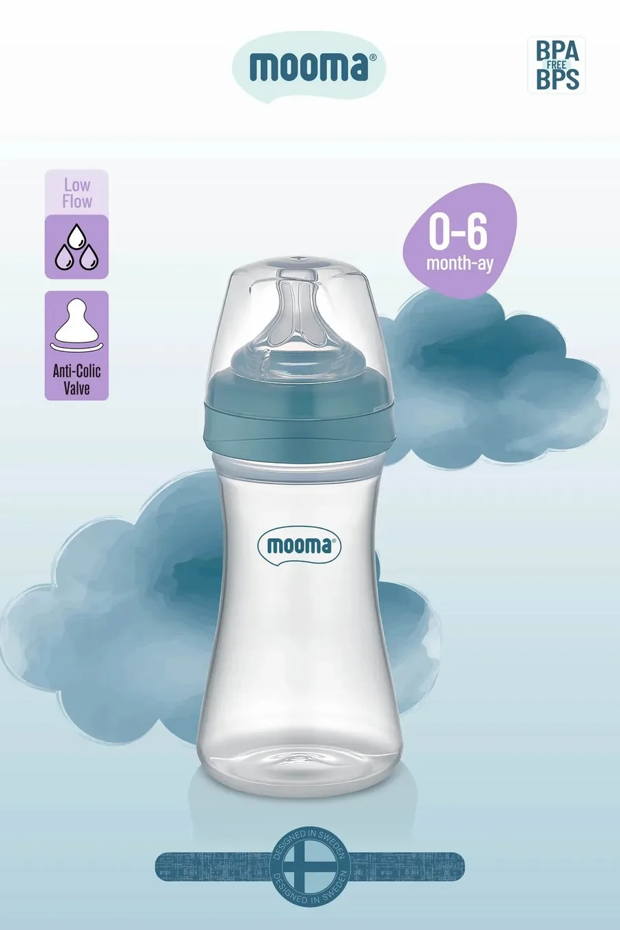 Biberon Anti Kolik Biberon 250 ml Kapaklı Biberon 0 - 6 Ay (Yaş Akış)