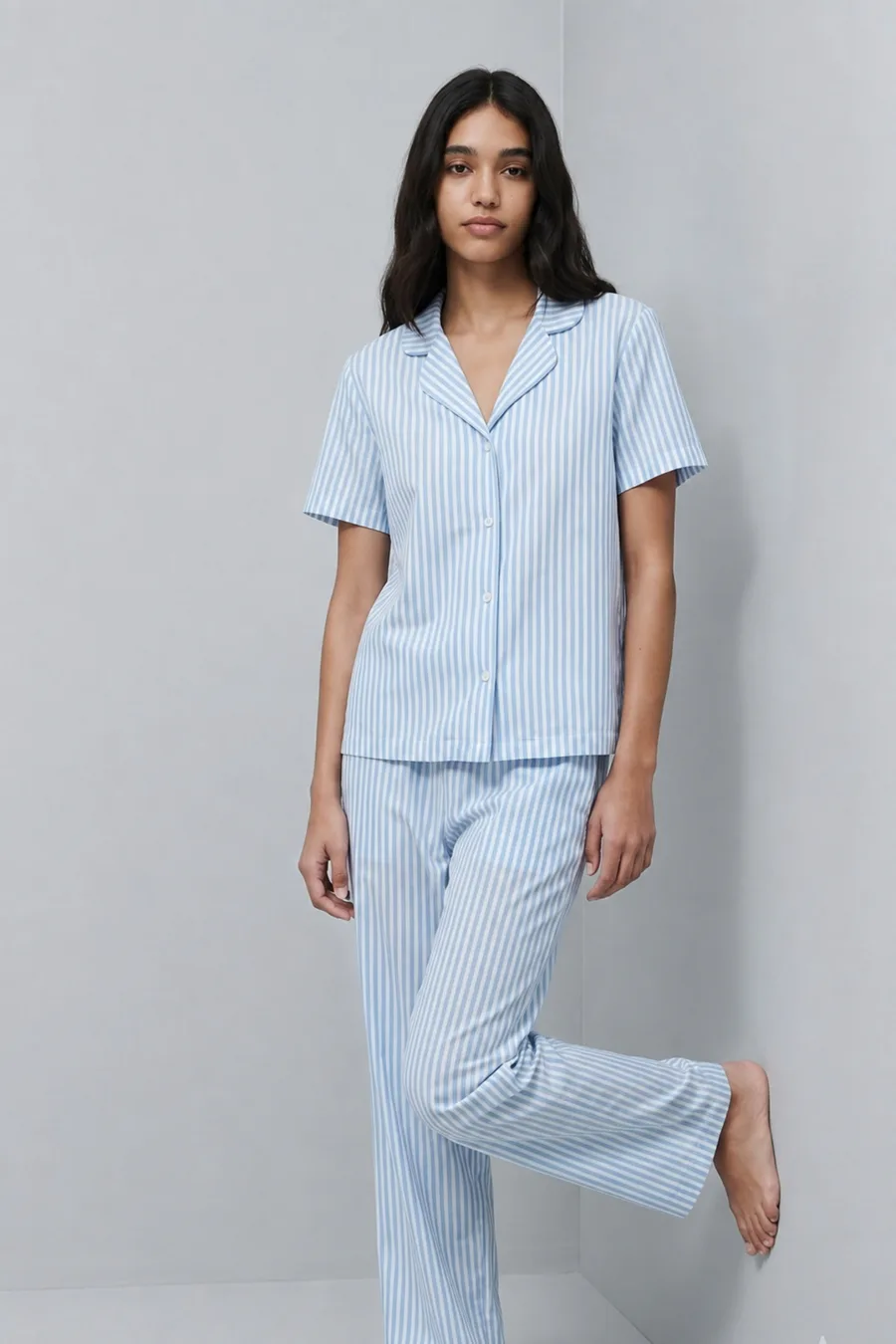 Standart Boy Elastanlı Mavi Pijama Takımı