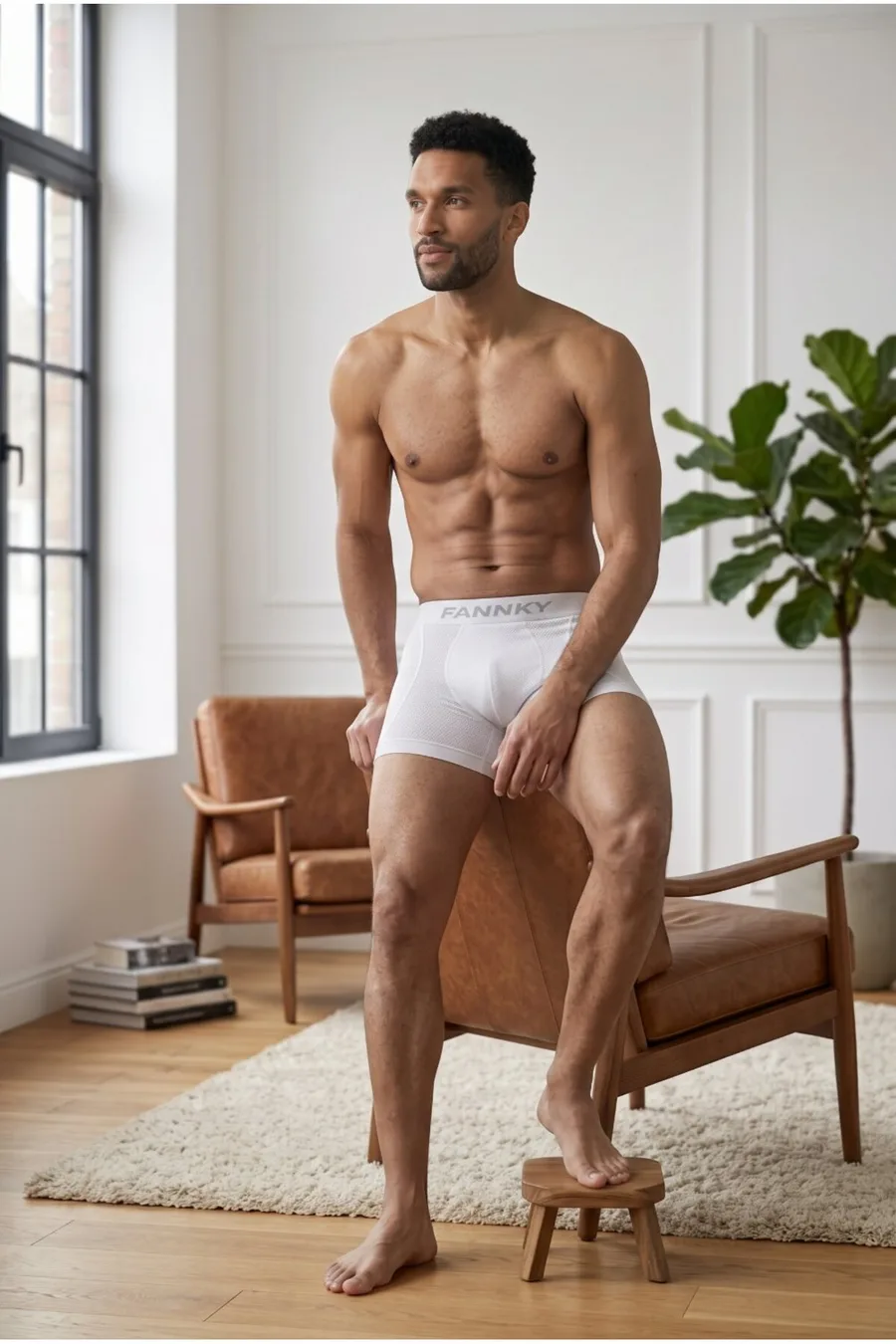 Erkek Rahat Esnek Seamless 3 Lü Beyaz Boxer