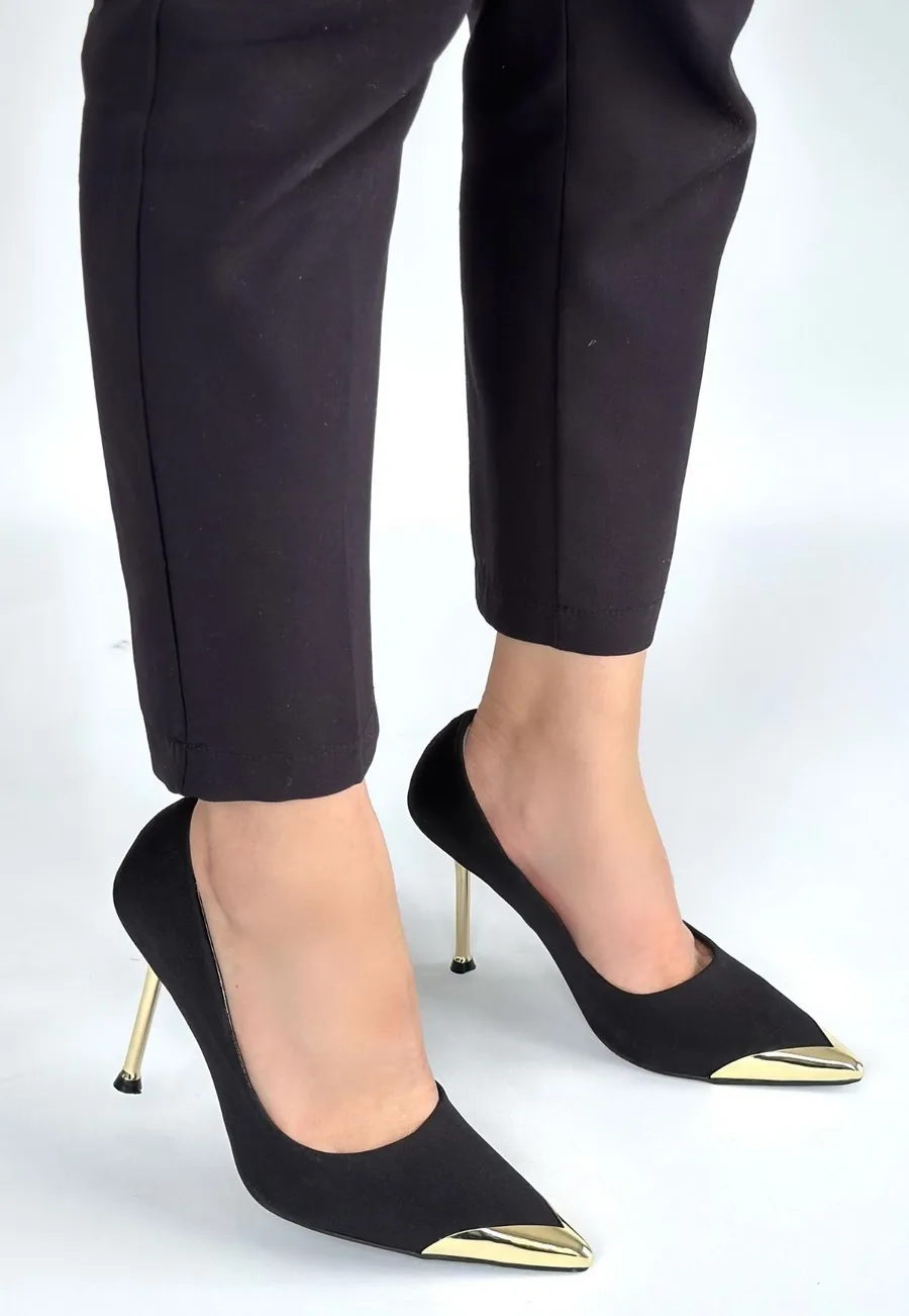 Alis Siyah Saten Stiletto Ayakkabı