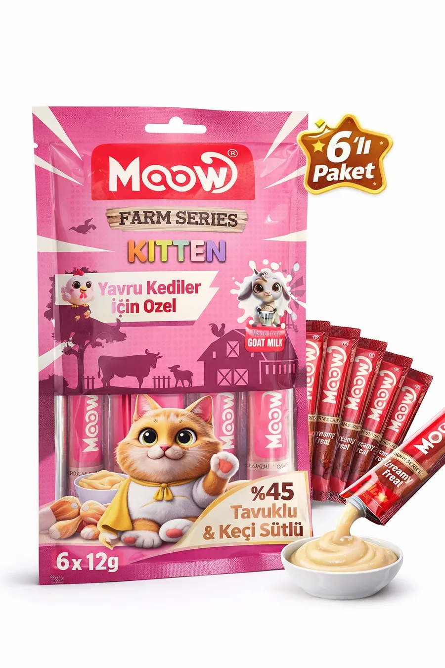 Tuklu ve Keçi Sütlü Yru Kedi a Ödül sı 6 x 12 gr