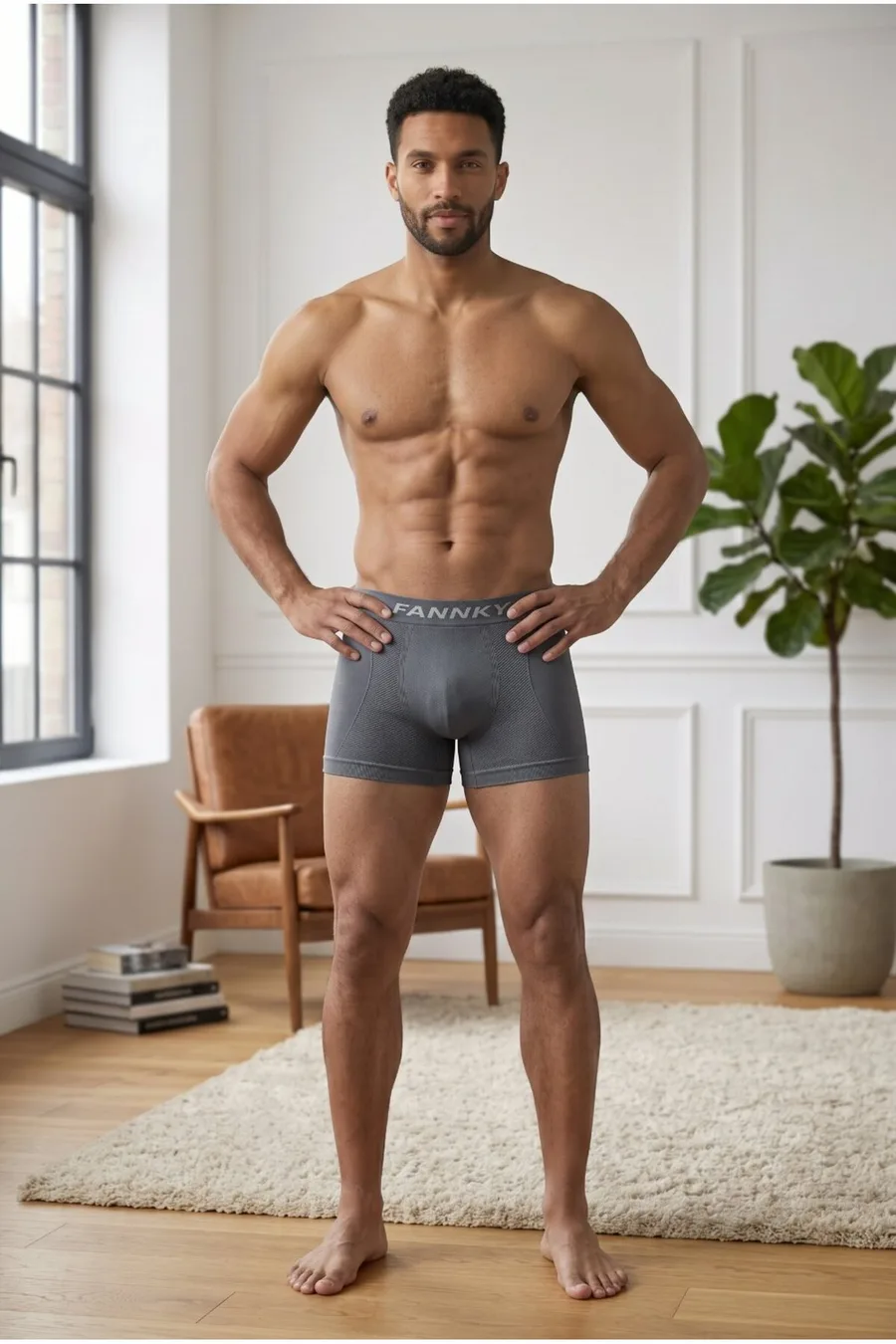 Erkek Rahat Esnek Seamless Gri Boxer