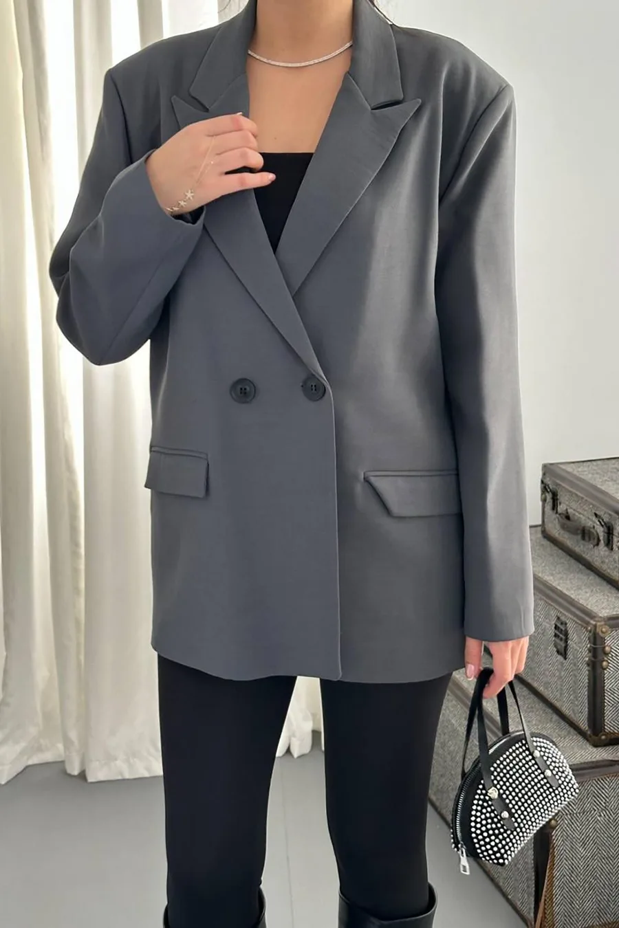 Füme Blazer Ceket
