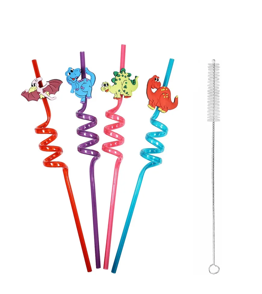 5 Parça Renkli Pipet Seti - Emojili  Kokteyl- Çuk Pipeti Temizleme Fırçalı