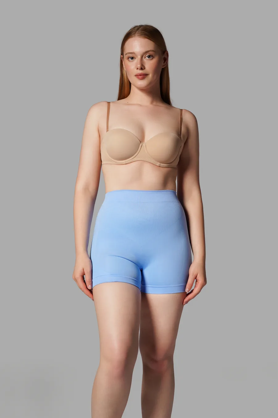 Push Up Seamless Dikişsiz Popo Şekillendirici Kısa Paçalı Korse 2064 Mavi