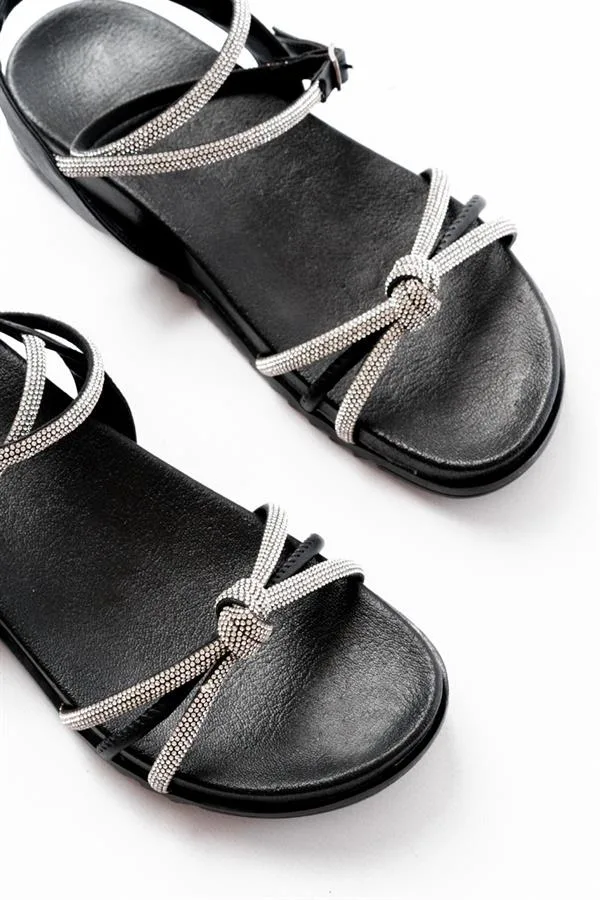Kadın Taşlı Stabil Dengeli Yazlık Sandalet Açık