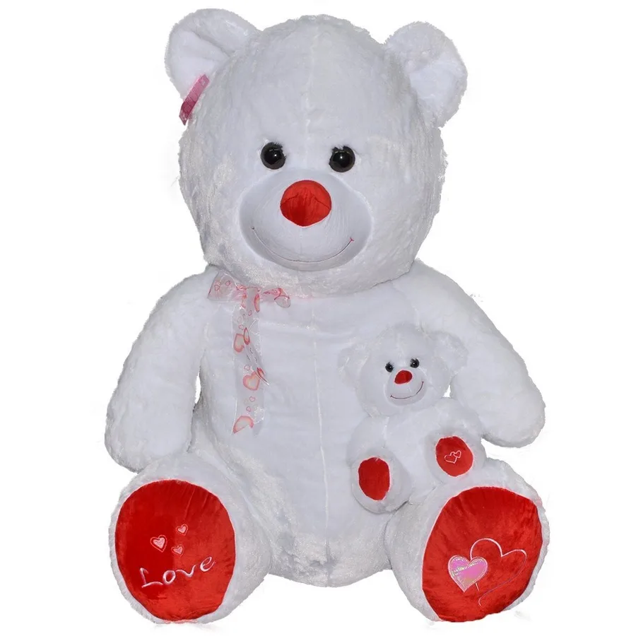 1085B Selay, Yrulu Ayı 100 cm Beyaz
