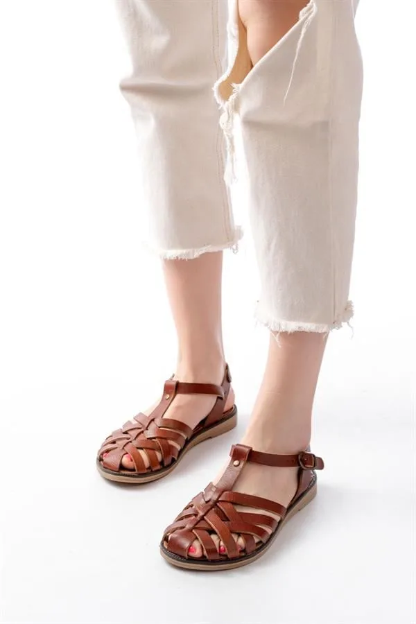 Kadın Hakiki Ortopedik Sandalet Deri Açık Plaj