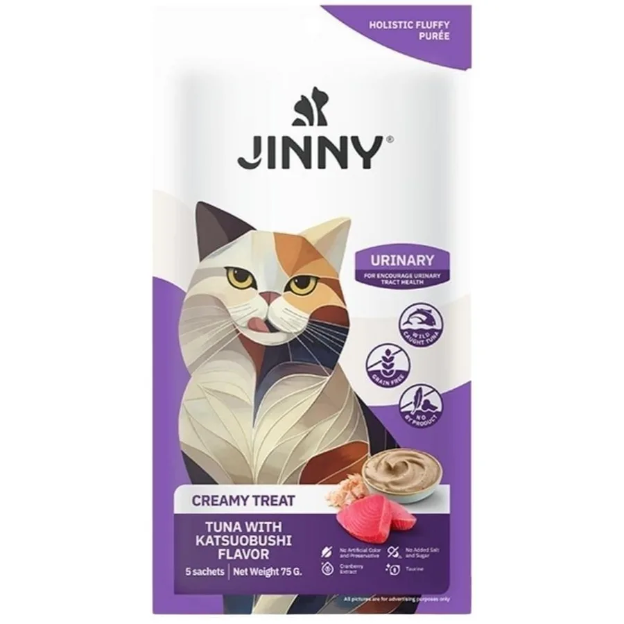 Jinny Creamy Ton Balıklı ve Tütsülenmiş Orkinos Balıklı Kedi Sıvı Ödül sı 5x15 gr