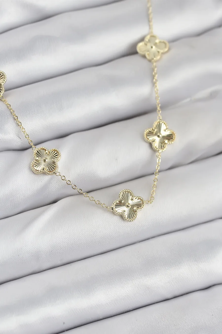 Brass Gold Color Clover Women's Necklace