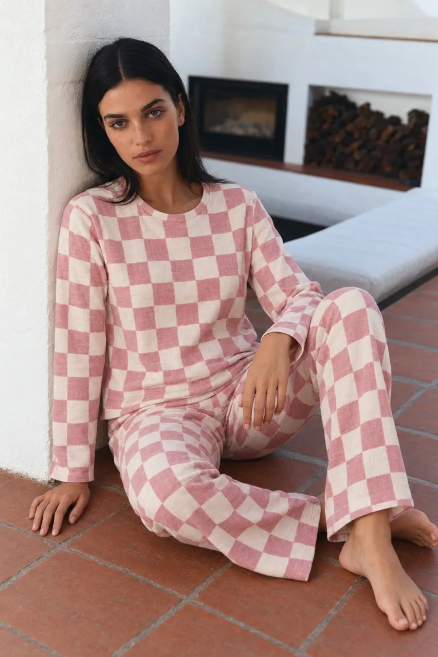 Kadın Çizgili Regular Şık Pembe Pijama Takımı