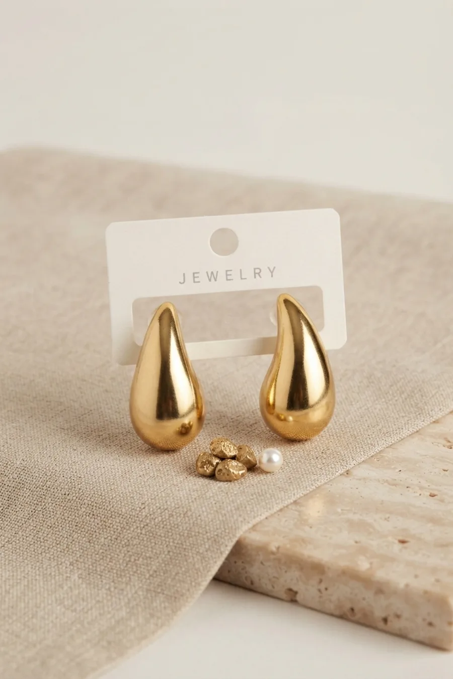 Gold Renk Damla Küpe 30 mm