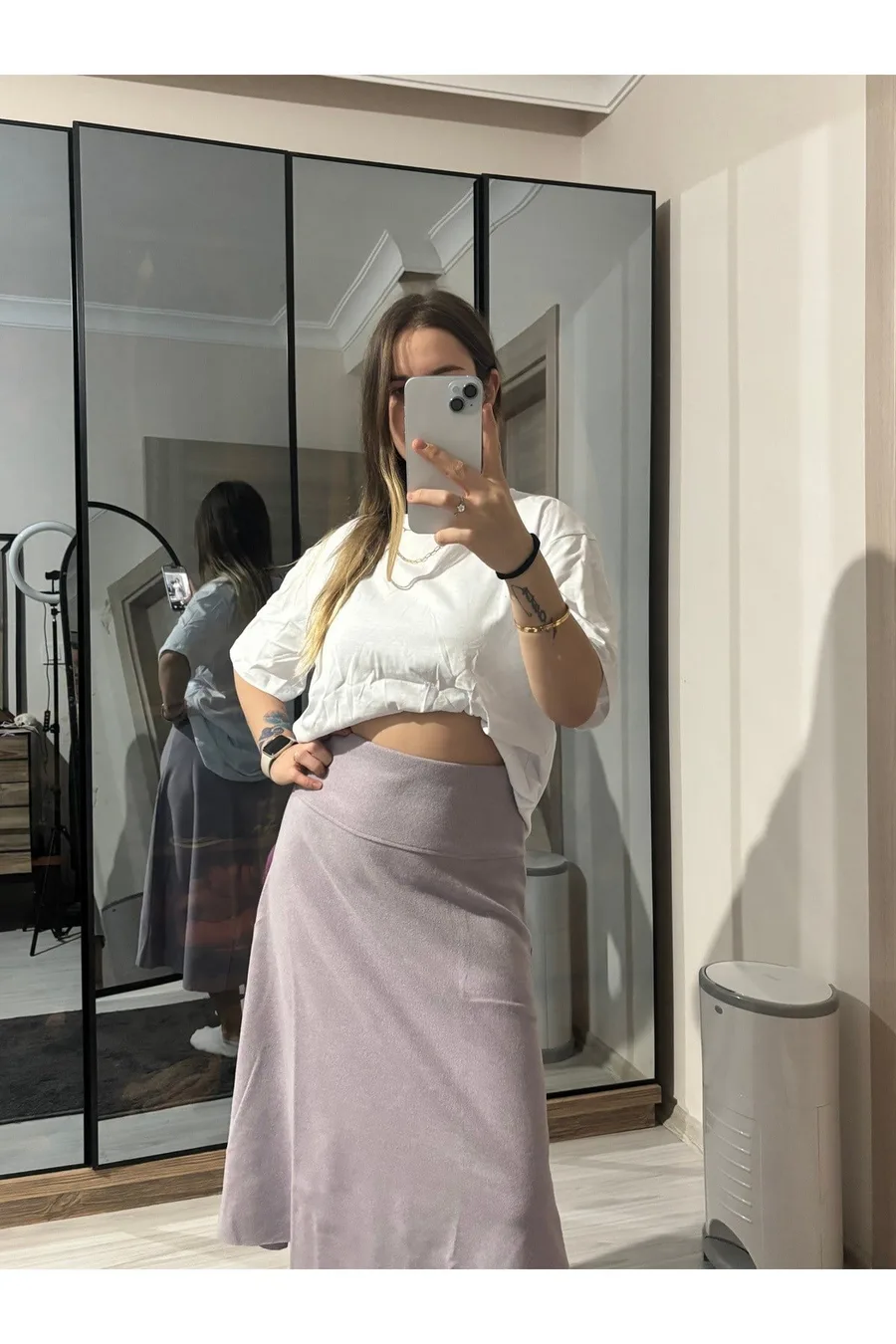 ZR Model Selanik Bel Korsajlı Etek - Mor