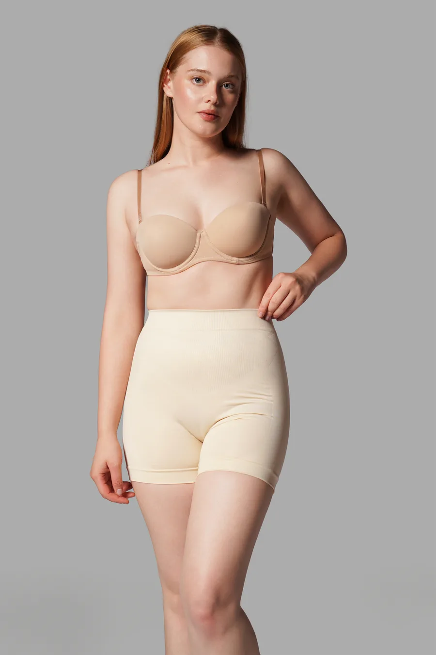 Push Up Seamless Dikişsiz Popo Şekillendirici Kısa Paçalı Korse 2064 Bej