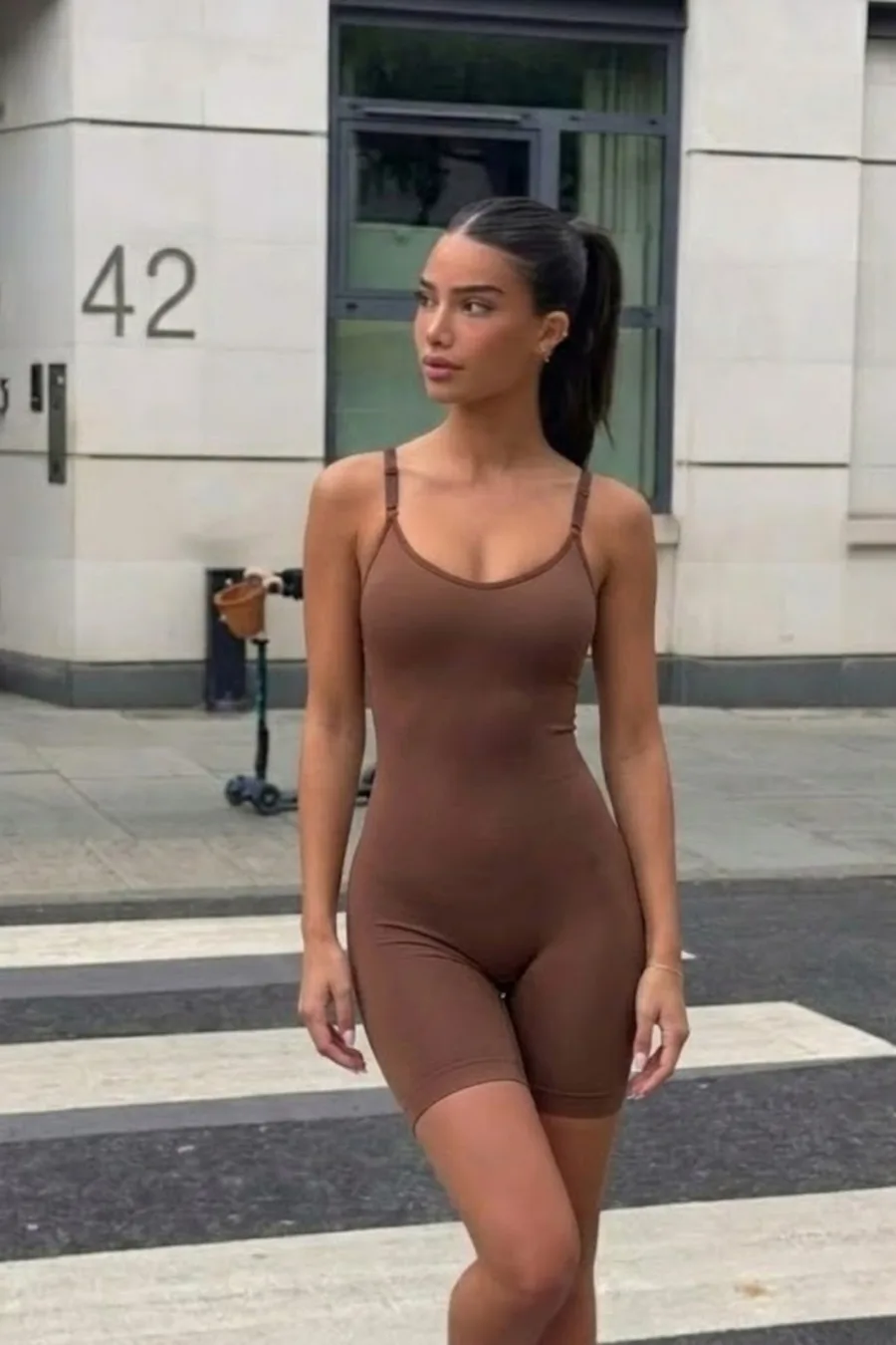 Kadın Sıkılaştırıcı Kahverengi Casual Esnek Body