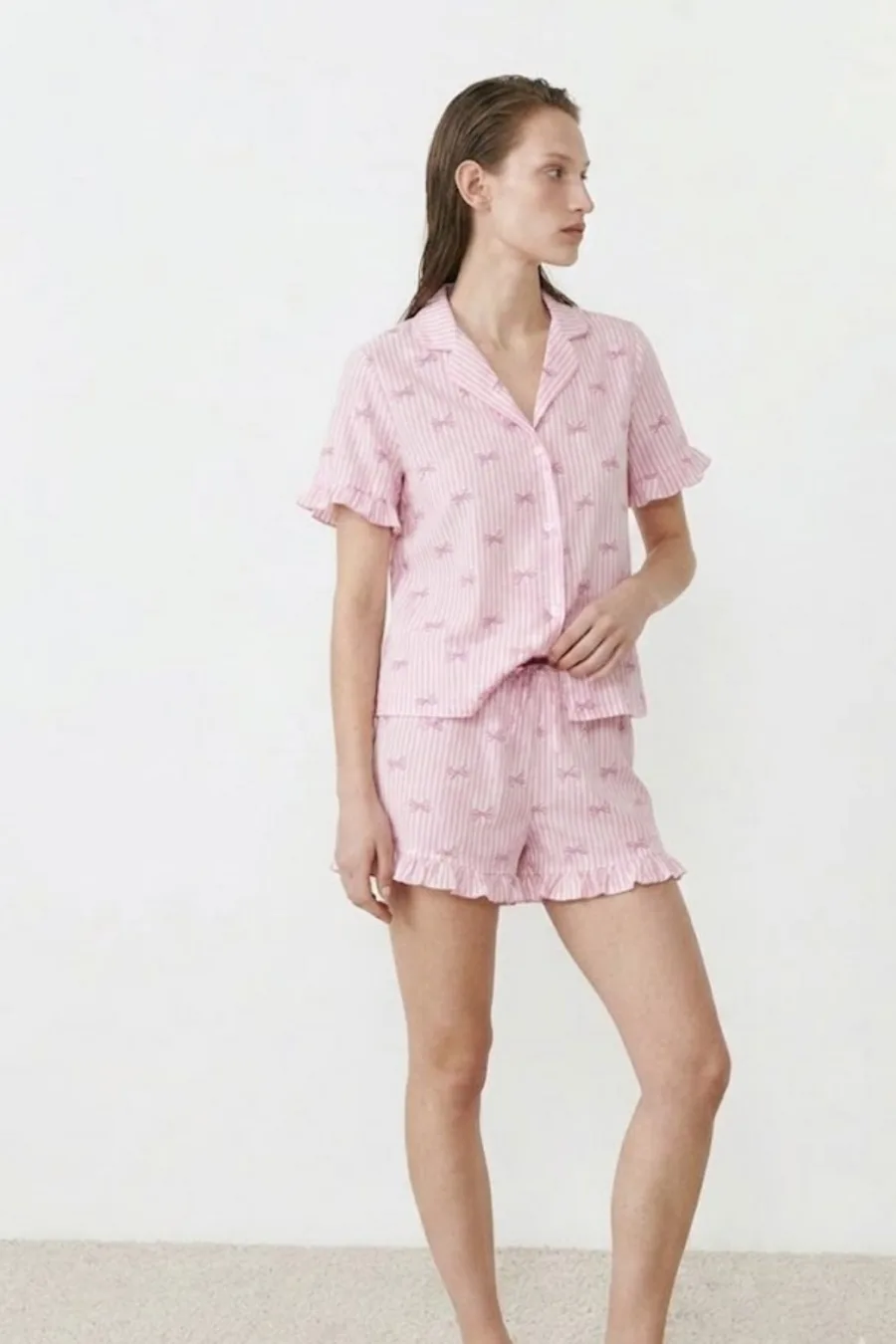 Kadın Relaxed Lastikli Pembe Pijama Takımı