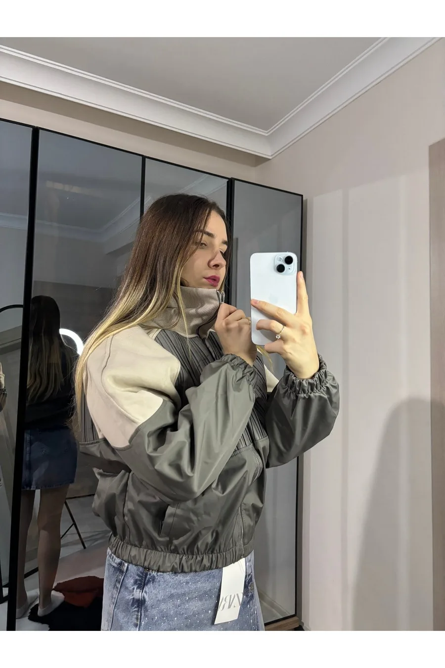 ZR Model Paraşüt Kumaş Haki Bomber Ceket