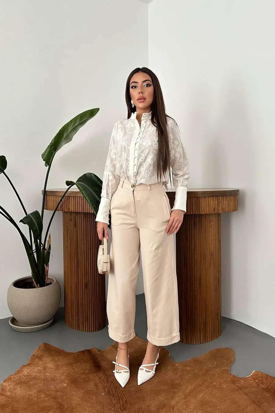 Bej Gabardin Pantolon