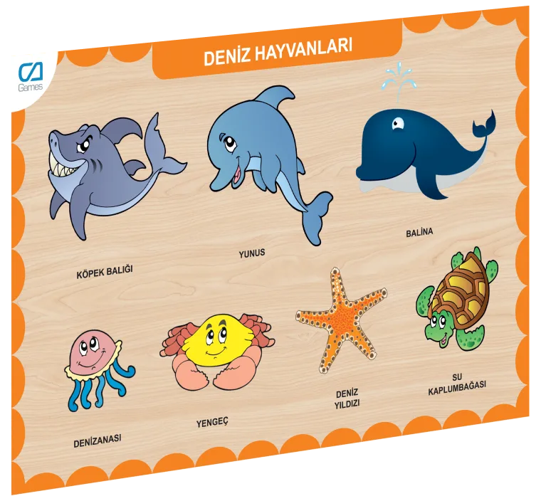 Caahs-3212 Ca Games Ahşap Deniz Hayvanları Bul-Tak