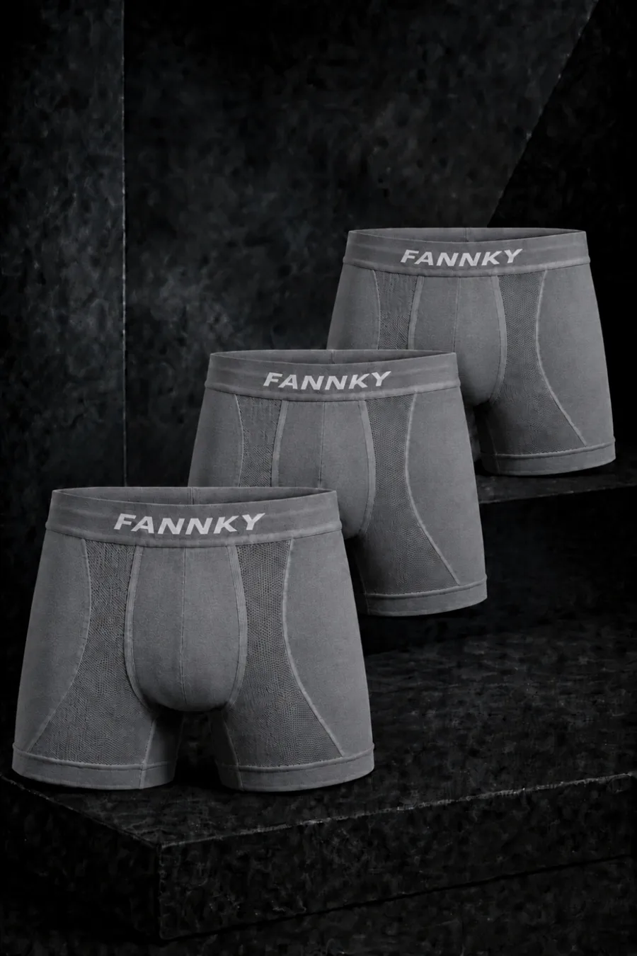 Erkek Rahat Esnek Seamless 3 Lü Gri Boxer