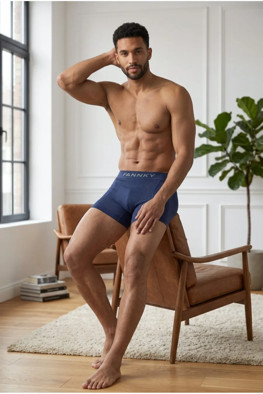 Erkek Rahat Esnek Seamless Lacivert Boxer
