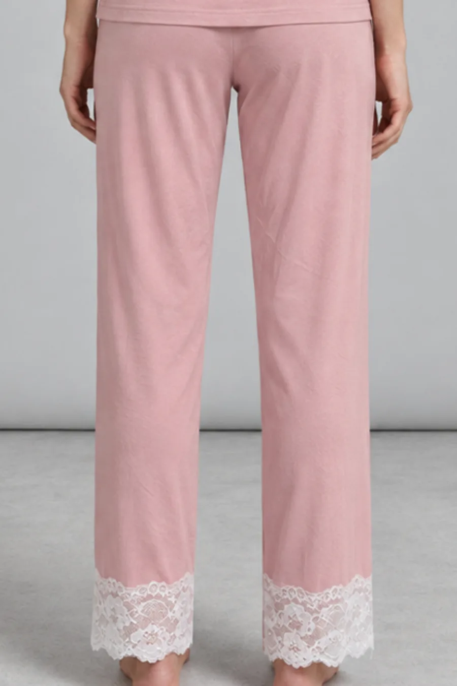 Kadın Dantelli Relaxed Pembe Pijama Takımı 4742