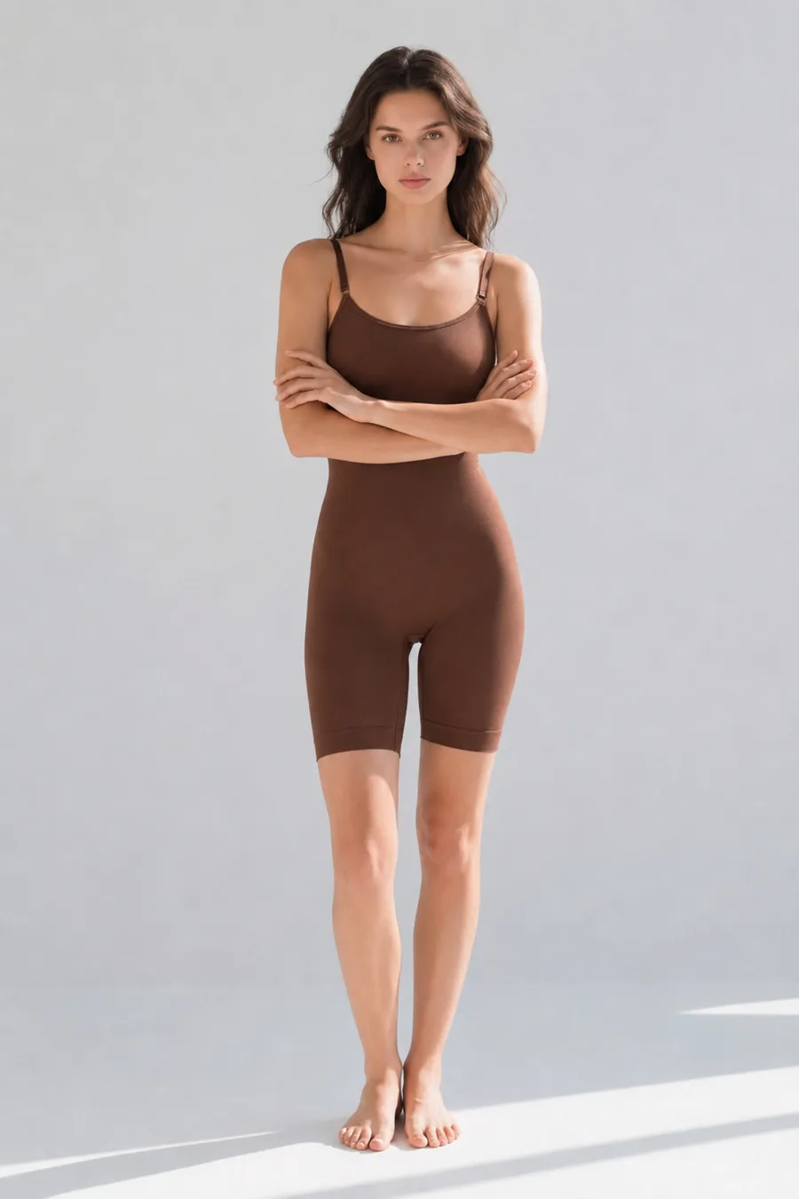 Kadın Bel Bacak Sıkılaştıran Kahverengi Full Body