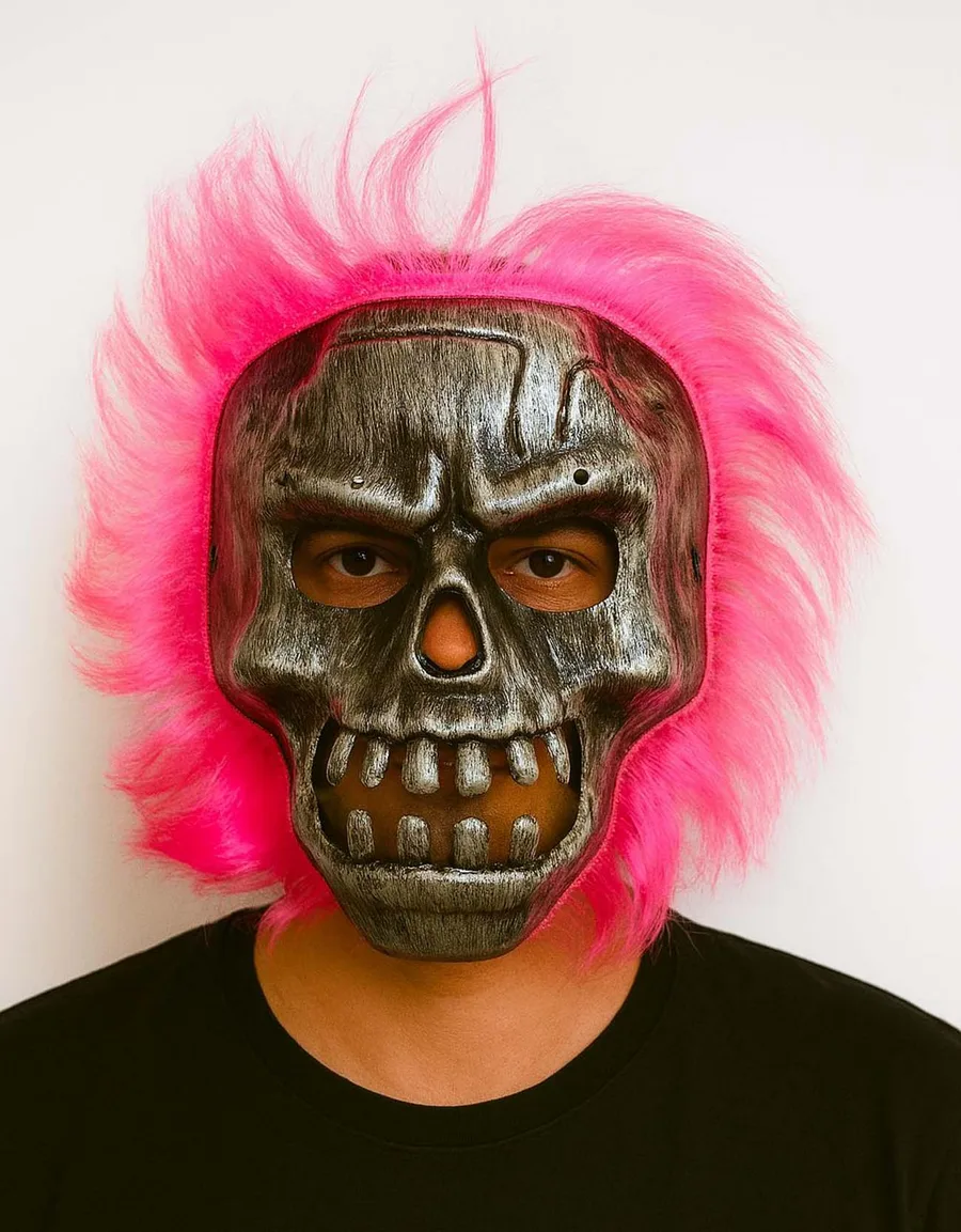 Wild Skull - Gümüş Kafatası Pembe lı İskelet Maske