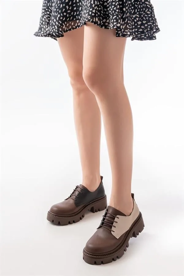 Kadın Casual Loafer Garni Günlük Tabanlı Bağcıklı Ayakkabı Ayakkabı Yüksek