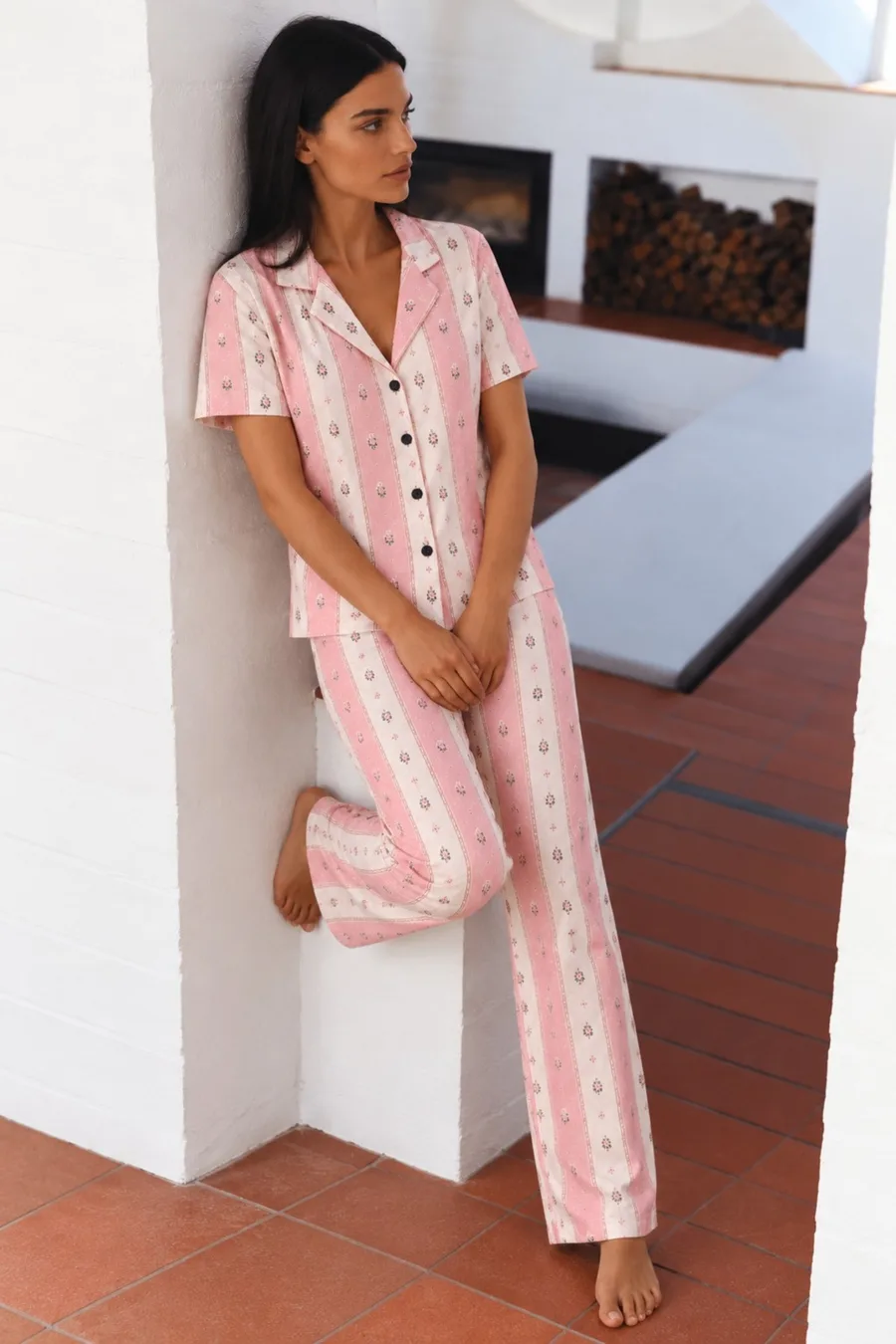 3 Adet Kadın Kısa Kol Comfort Pijama Takımı Yeşil
