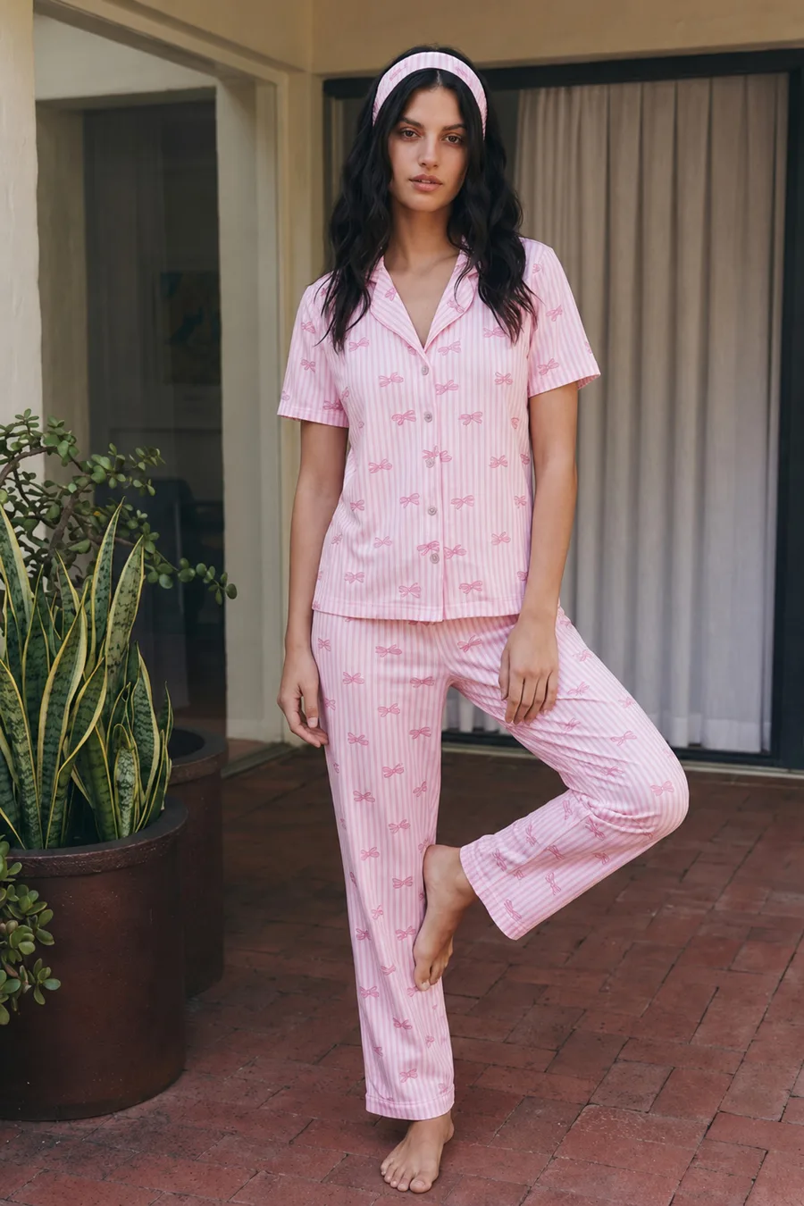 Viskon Karışım Homewear Pembe Pijama Takımı