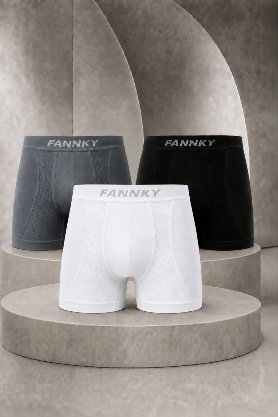 Erkek Casual Comfort Günlük 3 Lü Boxer Füme