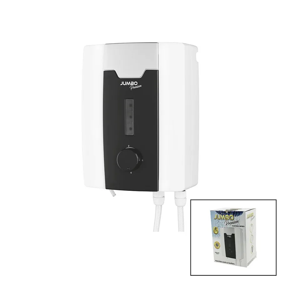 Jumbo Premium Beyaz Ani Su Isıtıcı Elektrikli Şofben Duş 7 Emniyet Termostat 3 Kademeli 8000w