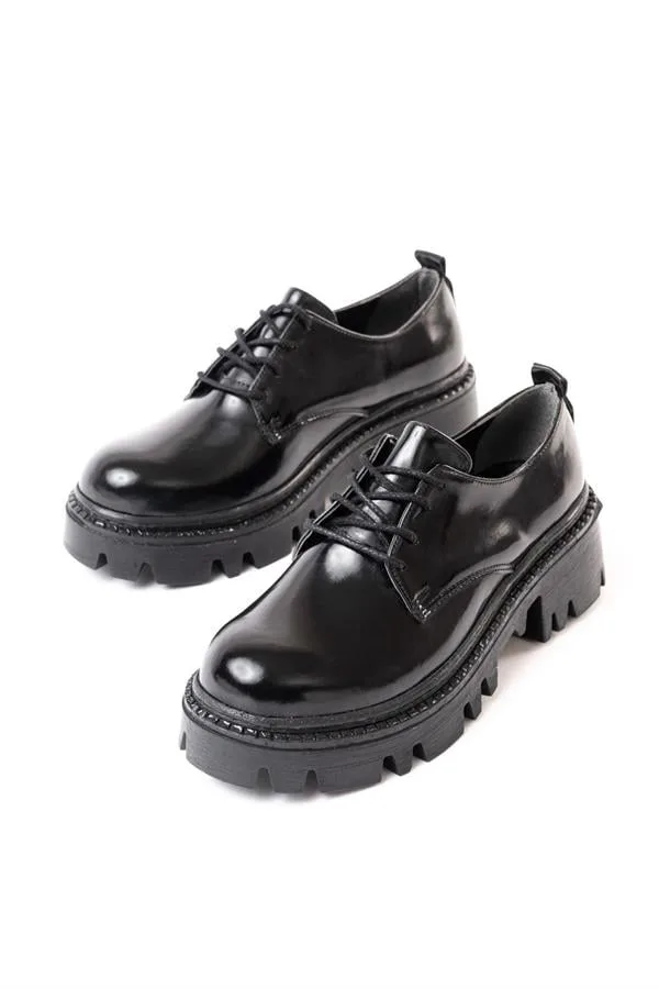 Kadın Casual Loafer Günlük Tabanlı Bağcıklı Ayakkabı Ayakkabı Rugan Yüksek