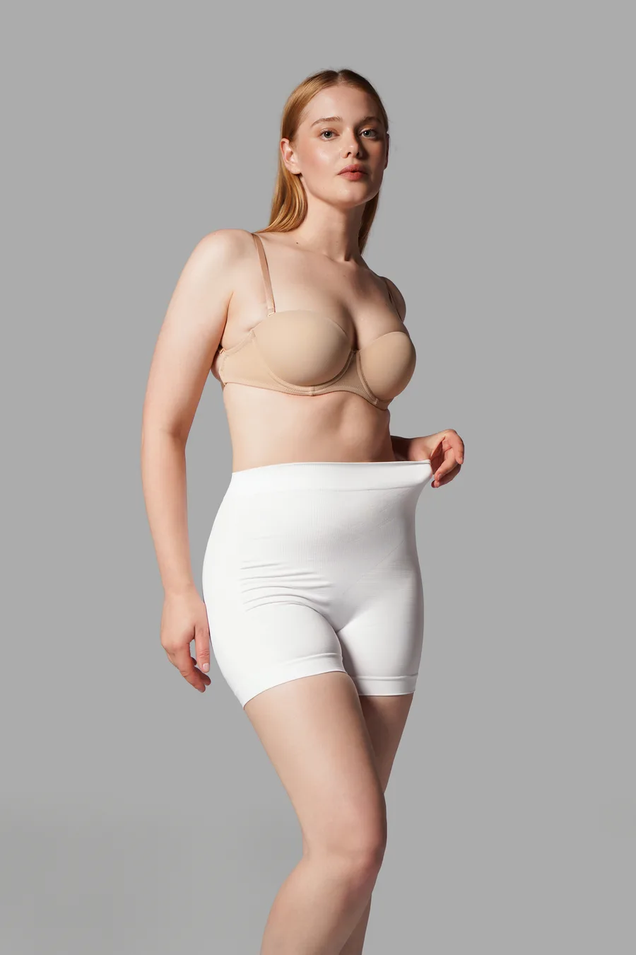 Push Up Seamless Dikişsiz Popo Şekillendirici Kısa Paçalı Korse 2064 Beyaz
