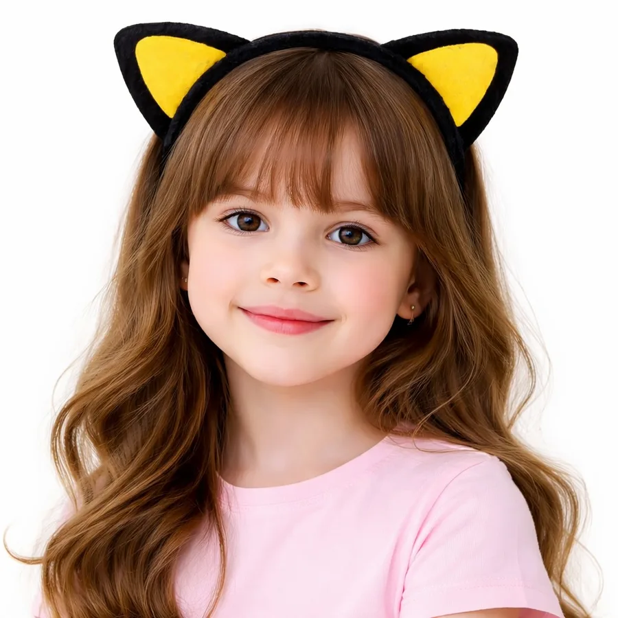 Peluş Kedi Kulak Taç Sarı Siyah – Çuk Parti & Kostüm Tacı