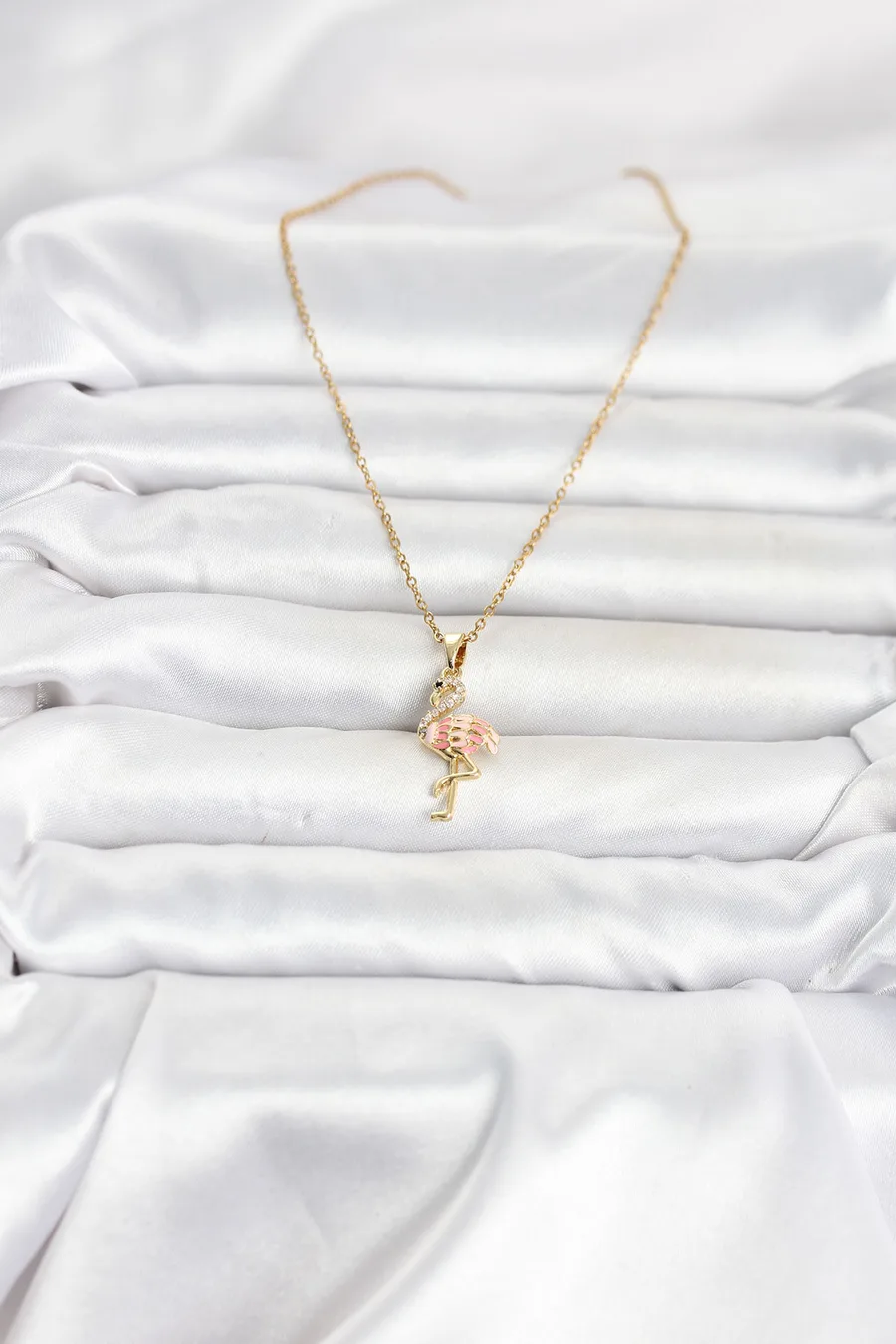 316L Çelik Zincir Gold Renk Flamingo Model Kadın Kolye