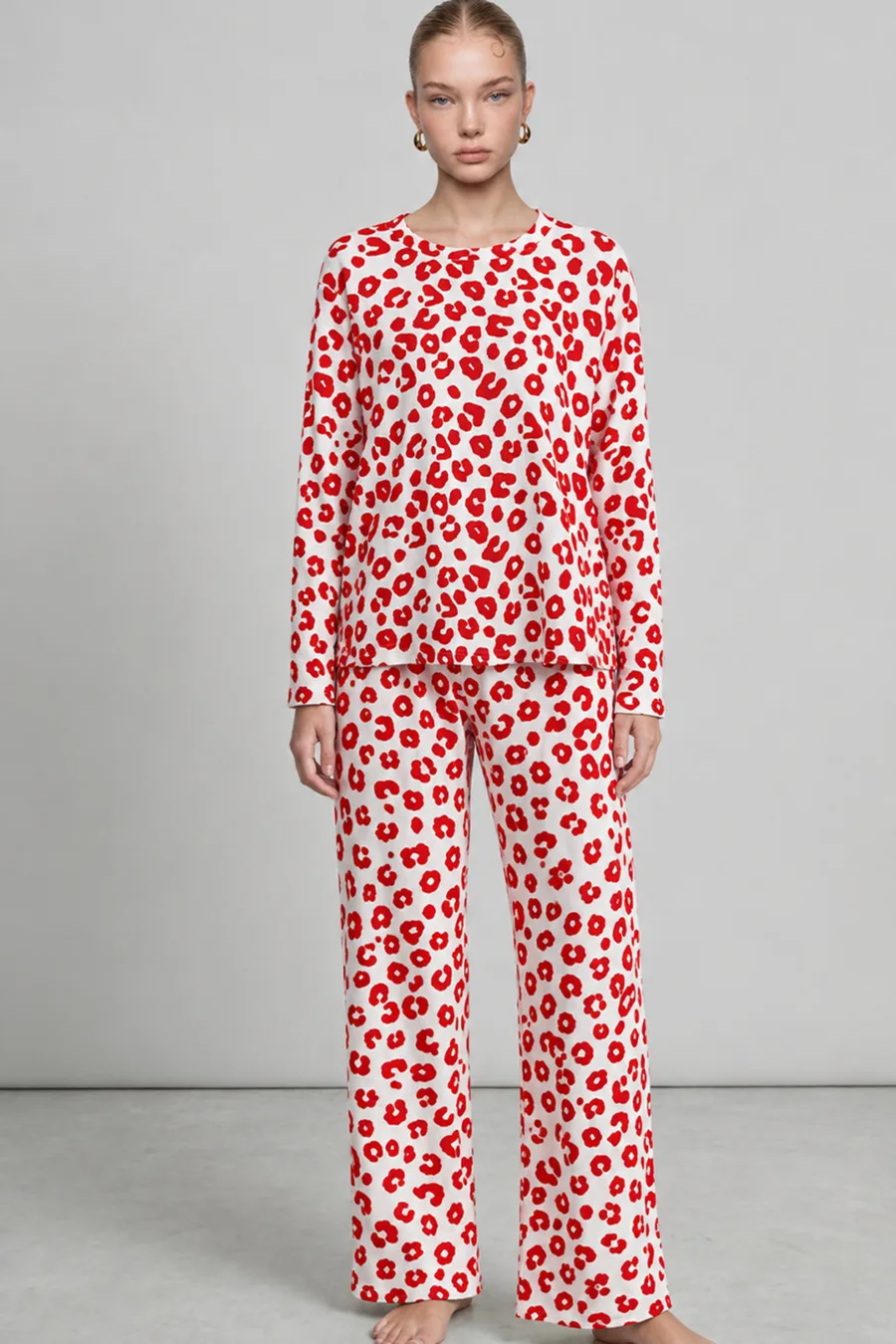 Kadın Comfort Esnek Kırmızı Pijama Takımı 4686