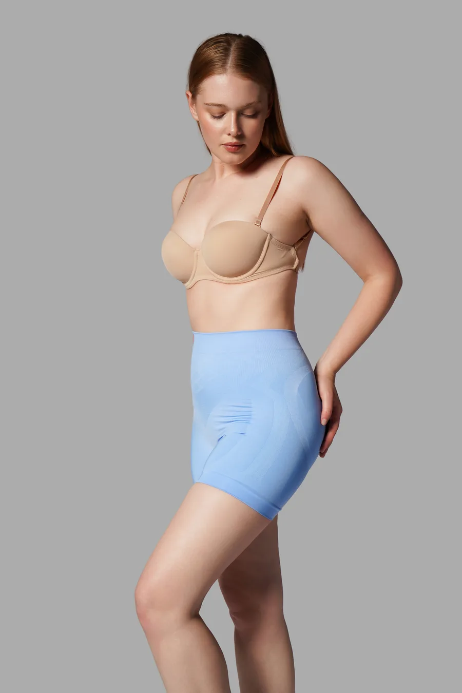 Push Up Seamless Dikişsiz Popo Şekillendirici Kısa Paçalı Korse 2064 Mavi