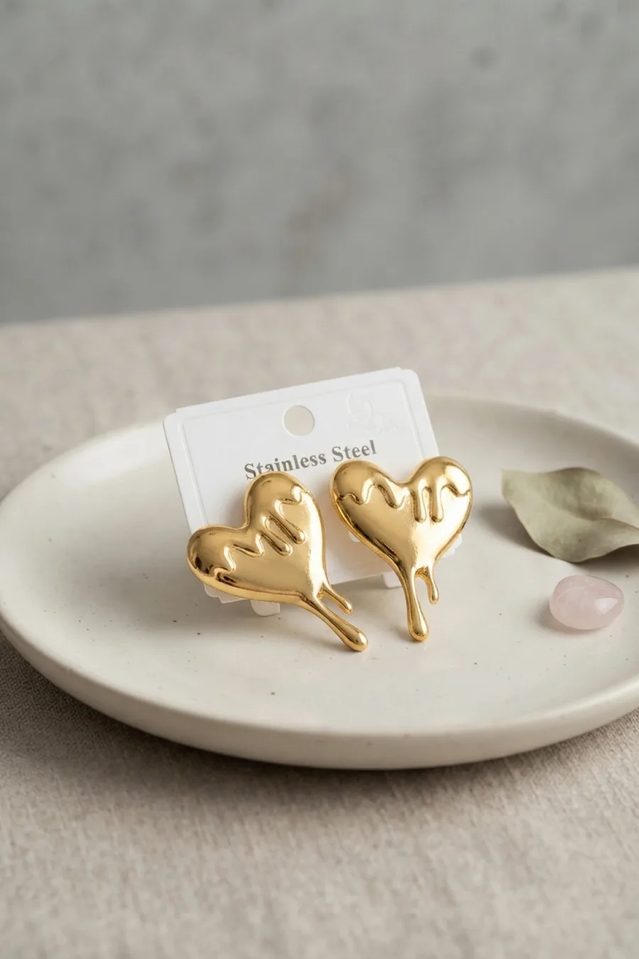 316L Çelik Gold Renk Melting Heart Model Küpe