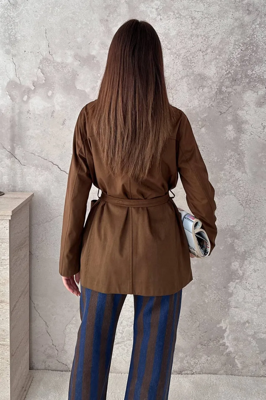 Camel Süet Bağlamalı Ceket