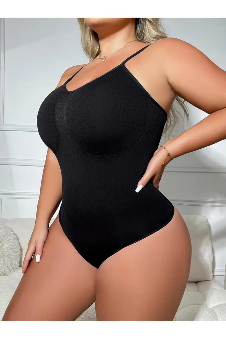 Kadın Büyük Beden Siyah Dikişsiz Çıtçıtlı Toparlayıcı Body Korse 9051