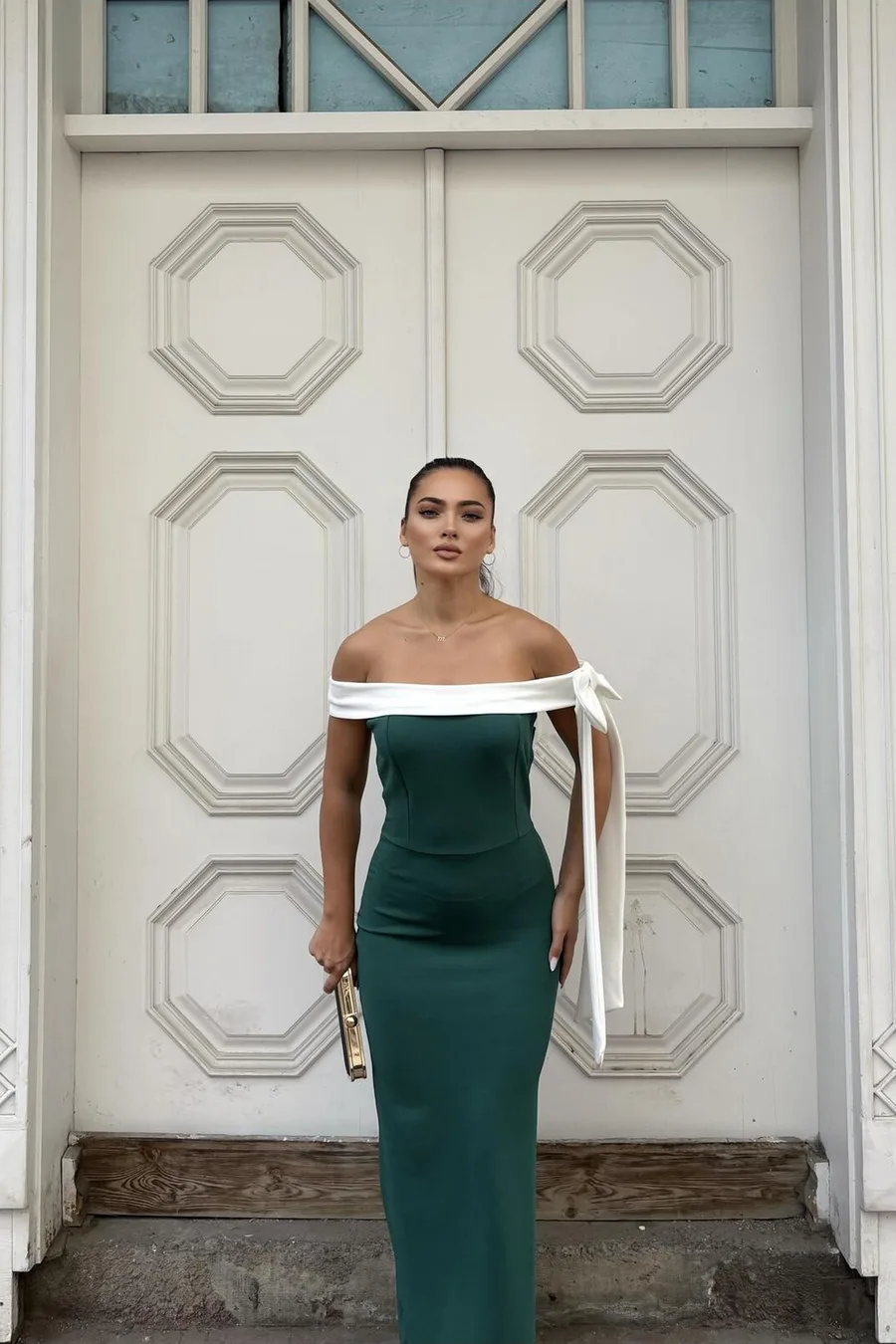 Krep Straplez Kumaş Elbise Kuşaklı