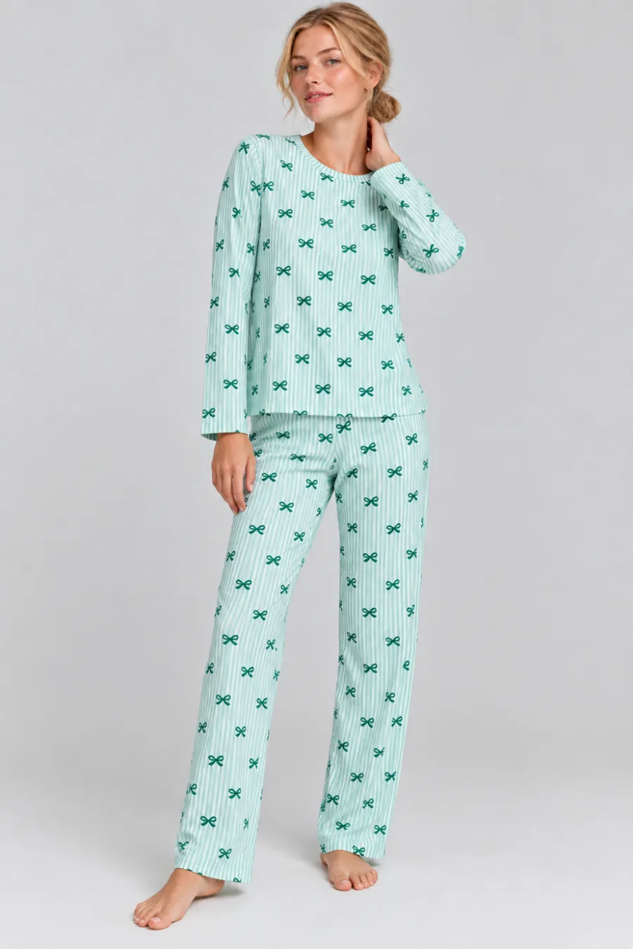 Kadın Comfort Esnek Yeşil Pijama Takımı 4801