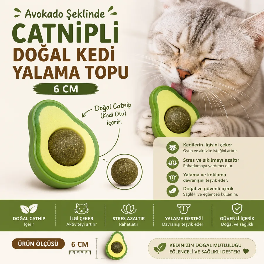 okado Şeklinde Catnipli Doğal Kedi Yalama Topu 6 Cm