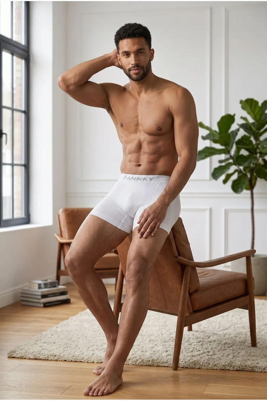 Erkek Rahat Esnek Seamless 3 Lü Beyaz Boxer