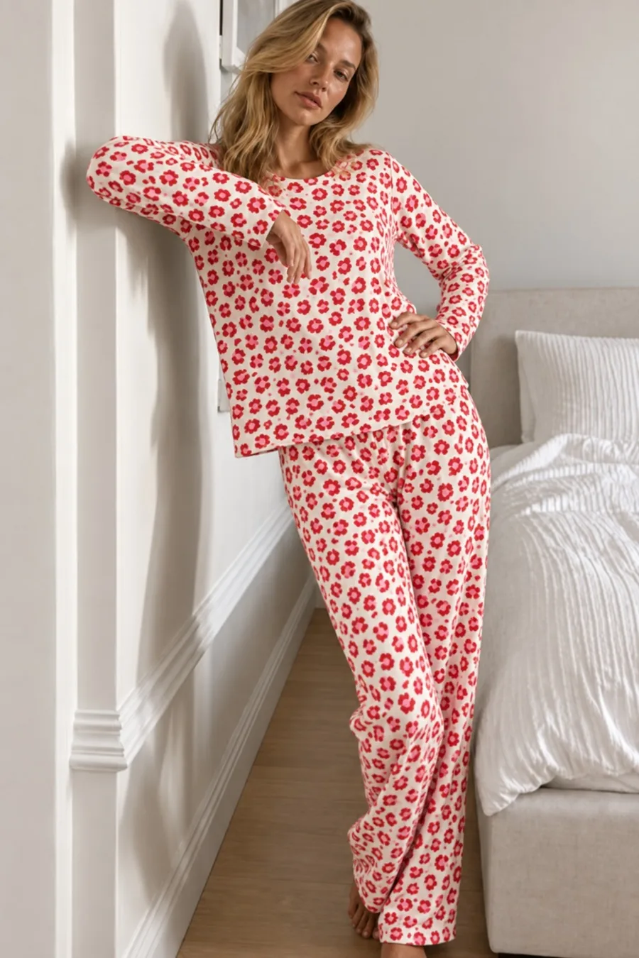 Kadın Comfort Casual Kırmızı Pijama Takımı