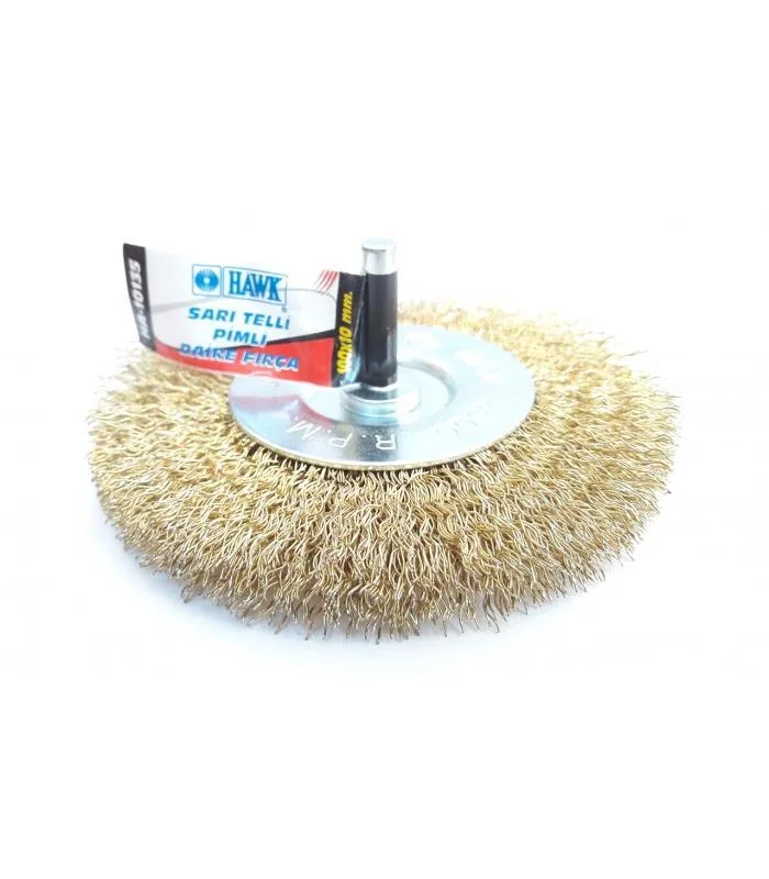 HA10135 Pimli Sarı Tel Daire Fırça 100x10 mm